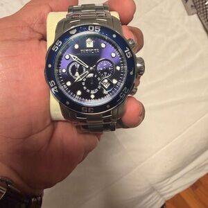 Invicta Men's Blue and Purple Dial Stainless Steel Chronograph Watch